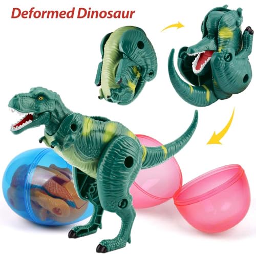 OCATO Easter Eggs Filled Easter Jumbo Eggs Fillers Basket Stuffers Easters | Deformation Dinosaur Egg Plastic Surprise Egg Easters Basket Stuffers Easter Party Favors for Kids Boys Girls Toddlers 6 Pack