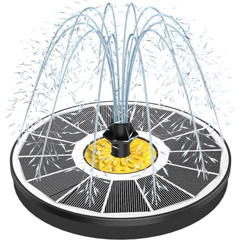 Yzert Solar Fountain for Bird Bath, 3.5W Upgraded Solar Bird Bath Fountains with 4 Fixed Pipes 7 Nozzles No Battery, Solar Fountain Pump for Bird Bath Outdoor(White) - color: White
