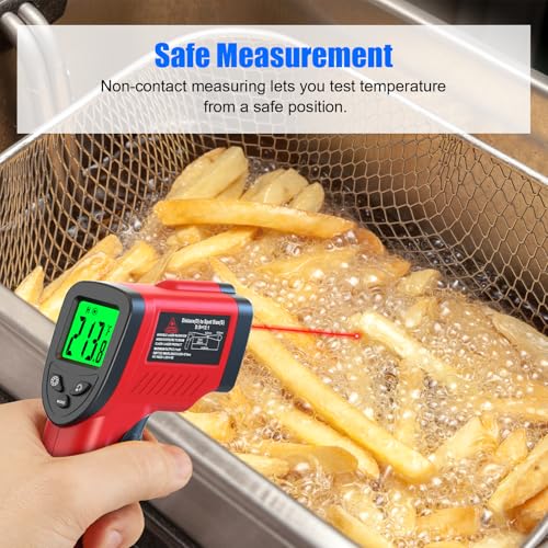 Digital Infrared Thermometer Gun -58℉ to 1022℉ (-50℃ to 550℃), Adjustable Emissivity, Laser Temperature Gun for Cooking, BBQ, Oven, Engine, and Industrial Use (Not for Human Body) - color: Red