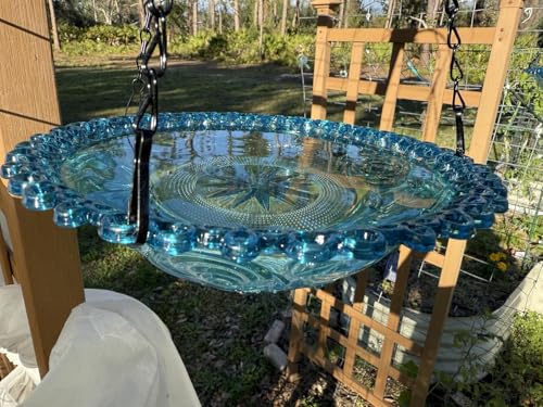 2-Pack Hanging Plastic Bird Bath and Feeder Bowls, Blue | Two hanging bowls serve as shallow bird baths, water dishes, or seed trays for gardens, patios, yards, and balconies. - color: Blue