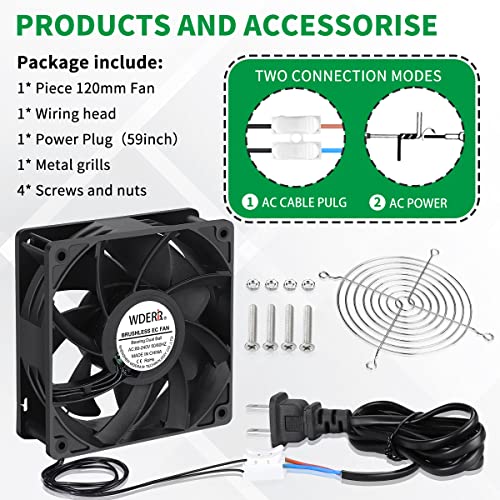 EC 120mm x 38mm Muffin Fan AC 110V 120V Axial Cooling | Ball Bearing, Small 4 inch High Airflow for Electronic Cabinet Server Case Greenhouse Ventilation Exhaust Projects - style: 120mm x 38mm