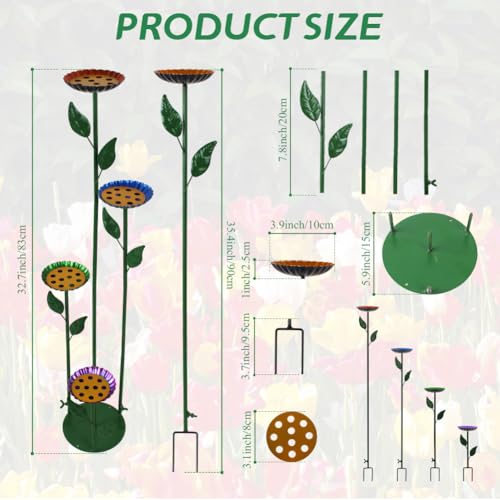 DREAMSOUL 4 Pack Bee Watering Station, Colorful Flower Bird Bath for Yard | Bright Color Appearance, Sturdy Metal Construction, Dual Use for Birds And Bees, Weatherproof for Outdoor Garden Use - size: 4PCS-B