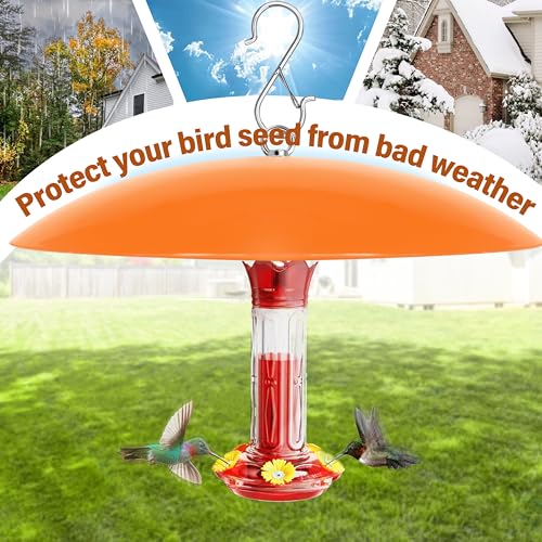 13" Bird Feeder Rain Guard, Hummingbird Feeder Shade Dome Cover, Hanging Baffle for Bird Feeder Pole,Smart Birds Feeder's Umbrella(Translucent Orange), 1 Pack - color: Translucent Orange, size: 13Inch / 1 Pack