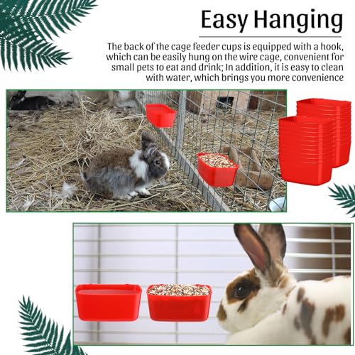 Zhehao 20 Pcs Bird Cage Cups Chicken Feeder Waterer Cups 18 oz Pigeon Feeder Plastic Poultry Wire Cage Hanging Chicken Water Bowl for Pet Bunny Poultry(Red) - color: Red