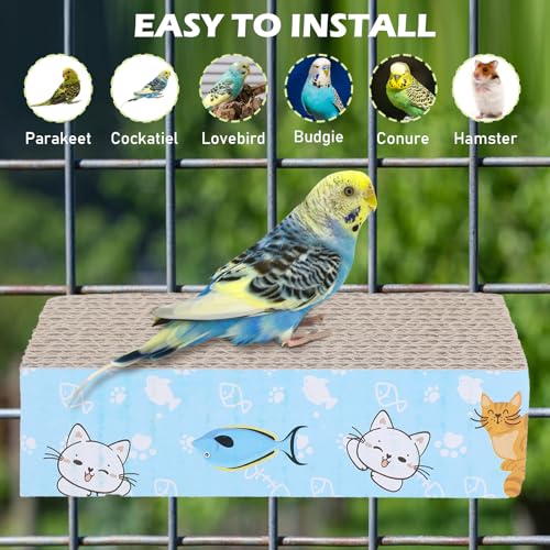 COMNICO 2 PCS Bird Chew Toy Parrot Cage Perch Cardboard Platform Bird Paw Grinding Stand for Cage Birds Resting Platform Stand Parrot Playground Exercise Toys ParakeetsCage Accessories - size: S