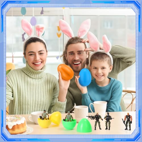 Capoda 4.7" Jumbo Easter Eggs with Soldier Deformation 6 Set Easter Basket Stuffers Egg with Toy Army Men Action Figures with Weapons Basket Stuffer Egg Hunt Fillers Classroom Prize Gift Goodie Favor