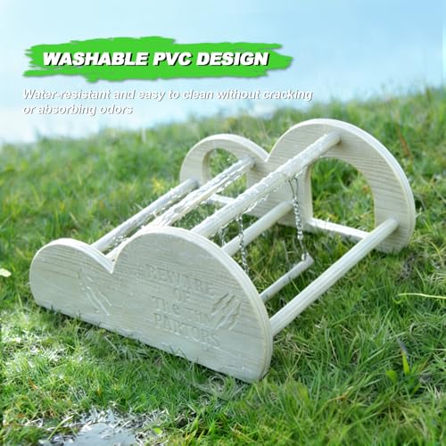 Chicken Perch with Swing & Mirror, Waterproof PVC Roosting Stand for Hens Activity Gym for Chick Toys & Bantams, Durable Easy-Clean Coop and Brooder