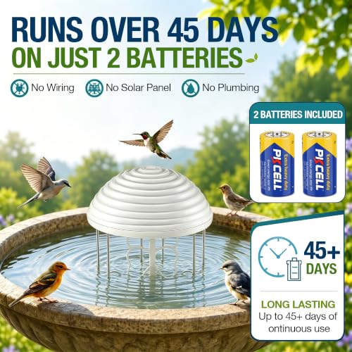 Bird Bath Water Circulator with 2 D-Cell Batteries, Quiet Waterproof Bird Bath Agitator, Birdbath Bubbler Keeps Water Moving & Attracts Birds for Outdoor Patio Garden(Butterfly Paddle) - style: Butterfly Paddle