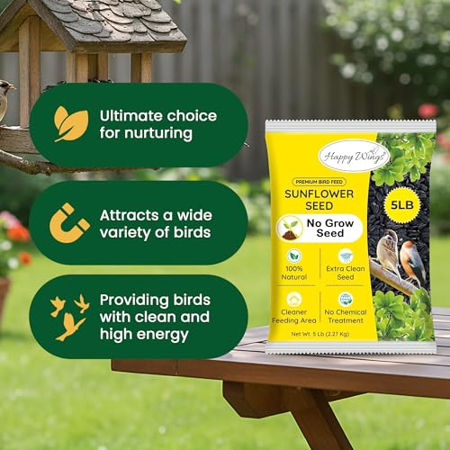 Happy Wings Thistle Seed & Sunflower Seeds Bird Food Combo, 5 LB x 2 Pack | Oil Rich, High Fat & Energy Content, Single Grain, USDA & BRC-GS Approved, Finches, Sparrows, Chickadees, Cardinals, No Mess - size: 5 lb Thistle/Sunflower Seed Combo