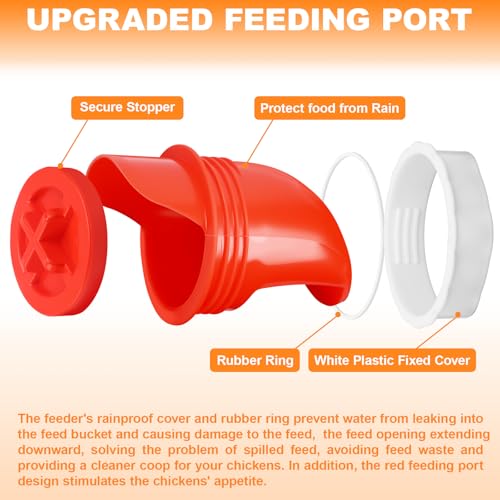 100LB Large Automatic Chicken Feeder–10 Feeding Ports No-Waste Galvanized Metal Chicken Feeder with Adjustable Legs & Locking Lid Poultry Feeder for Chickens,Geese,Ducks,Waterproof