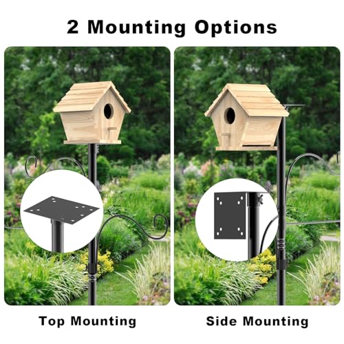 Bird Feeder Pole 118 Inch Outdoor Bird House Mount Kit | Easy bolt assembly without extra hardware,Squirrel Proof Baffle,Heavy duty sturdy metal structure - color: Black-U