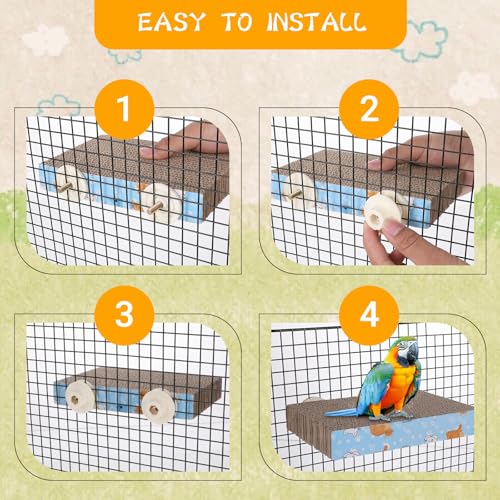 Flat Bird Perch Bird Chew Toy Parrot Perch Stand Platform Paw Grinding Stick Grinding Stand Parrot Cage for Macaws, Small Parakeets, Conures, Budgies (7.2 x 4.7 x 1.1 inches)