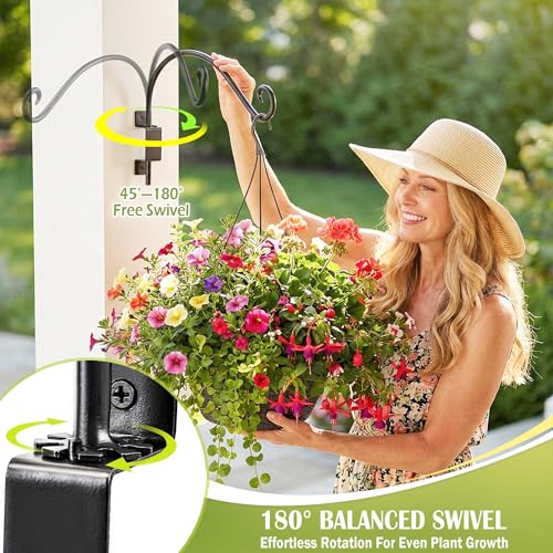 AJART Swivel Plant Hangers Outdoor: 58Lbs Heavy Duty Wall Mount Bracket | 16"/2Pcs Hanging Plant Bracket for Wooden Fence,Rust Proof Solid Iron,180°Smooth Swivel,Hardware for Brick Wall, Yard Decor - color: A-2PCS, size: 16 Inch