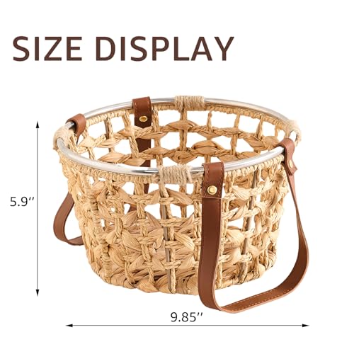 Farmhouse Wicker Egg Basket for Collecting Fresh Eggs, Round Storage Basket with Handle, Brown, Sea Grass - color: Round-Water Hyacinth