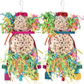 Bissap 2PCS Bird Parrot Foraging Shredder Hanging Toys Sola Balls Sepak Takraw with Pacifier for Small Parrots Parakeets Conures Cockatiels Love Birds Cage Toy - size: 2 PCS