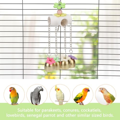 Wontee Bird Parrot Bells Toy with Sweet Sound for Parakeet Cockatiel, B | Durable metal, bite-resistant for chewers, sweet sound grabs bird attention, reduces boredom & stress, for budgie/conure - style: B (Bird Bell Toy)