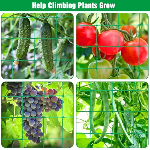 Unves Trellis Netting, 26.2 x 6.6 Ft Garden Trellis for Climbing Plants, 27 Strands & 4x4 Inch Mesh Plant Net for Tomato, Cucumber, Heavy Duty Net for Vegetables, Fruits, Grapes, Bean - size: 26.2 x 6.6 Ft