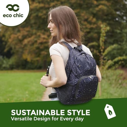 ECO CHIC Hiking Lightweight Packable Backpack - Foldable Daypack for Travel & Hiking & Outdoor Adventures - Waterproof Backpack from Recycled Materials (Blue Tits Lilac) - color: Blue Tits Lilac