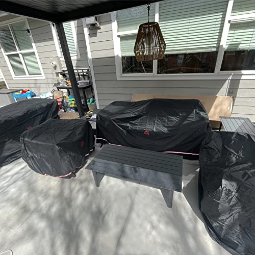 Patio Sofa Cover, Outdoor Heavy Duty Durable UV Water Resistant Anti-Fading Loveseat Cover with 2 Upgrade Air Vents and 2 Buckles, Black, 60" W x 35" D x 35" H - size: 60"W x 35"D x 35"H