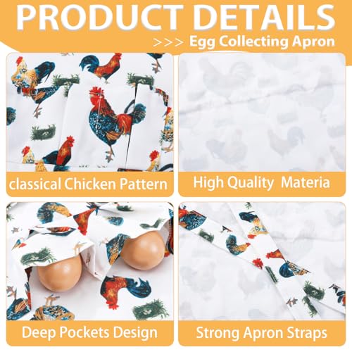 Egg Collecting Apron and Basket, 12 Pouches Chicken Egg Apron, 7 Pouches Chicken Eggs Basket, Collector Chicken Eggs - color: Grass-nest Chicken, Half-body