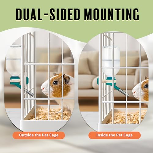 Choco Nose No-Drip Small Animal Water Bottle - Leak-Proof Patented Nozzle Helps Prevent Pet Cage Mess & Wet Bedding - Guinea Pig, Rabbit, Ferret, Hamster - BPA Free, Easy Install, 10.2 fl oz (C128) - color: C128 Green, size: Guinea Pigs-Small Bunnies-Ferr