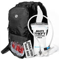 RAVERUNNER® Anti-Theft Hydration Backpack | Festival Approved Rave Backpack for Concert Goers, Leak-Free Festival Water Backpack for EDC, Rave Hydration Pack - color: Black