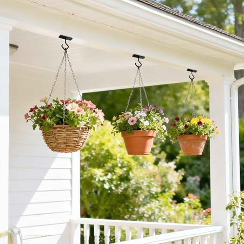 2.5" Ceiling Hooks for Hanging Plants - Heavy Duty Metal Hooks 2-Pack | Rust-resistant Black Wall Mount Hangers with Screws, Perfect for Heavy Bird Feeders, Lanterns, Wind Chimes, Indoor & Outdoor - size: 3C-2.5"4PCs