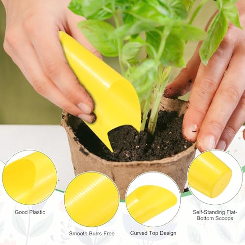 M METERXITY 6-Pack Bonsai Soil Scoops, Plastic Garden Soil Scoops Bucket Shovel Potting Scoopers for Transplanting/Flower Planting/Plant Succulent, Colorful Small Gardening Tools [Yellow] - color: Yellow