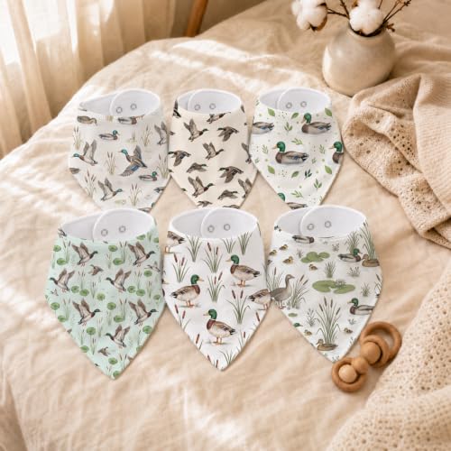 Baby Organic Cotton Teething Cloth Newborn Baby Burp Cloth Bandana Drool Cloth for Drooling Cotton Baby Gifts - color: Mallard Duck