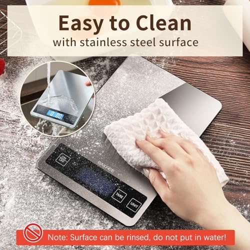 Food Scale, 33lb Kitchen Scale with 1g Precision, Rechargeable Black | Premium Stainless Steel & Tempered Glass, Splash-Resistant Sturdy Surface, USB-C or Batteries, for Cooking, Baking, Meal Prep - color: Rechargeable-Black