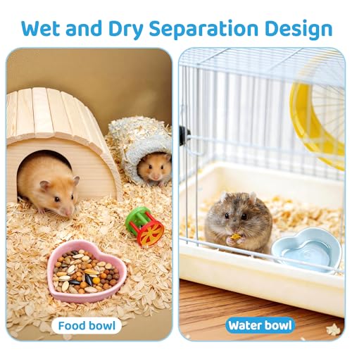 3 Pack Ceramic Hamster Food Bowl, Anti-Turning Heart Hamsters Water Dish | Cute Guinea Pig Food Bowl, Small Animals Bowl for Rabbits Chinchillas Guinea Pig Rat Hedgehog Parrots Small Animals