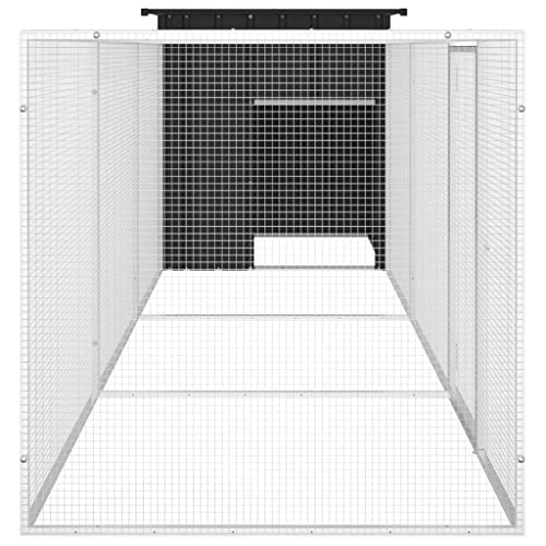 Chicken Cage Anthracite 35.8x157.5x39.4 in Galvanized Steel Large Poultry Coop with Expandable Run Secure Lock Ventilated Outdoor Hen House for Backyard Farm - color: Anthracite-A