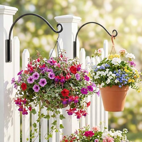 Heavy Duty Plant Hanger Bracket: 16 Inch 2 Pack Hanging Plant Bracket | 80 Lbs Solid Iron Capacity, Rust-Resistant Coating, Hanging Heavy Baskets Feeders, Complete Hardware Kit, Indoor Outdoor Use - size: 1A-16" 2PCs