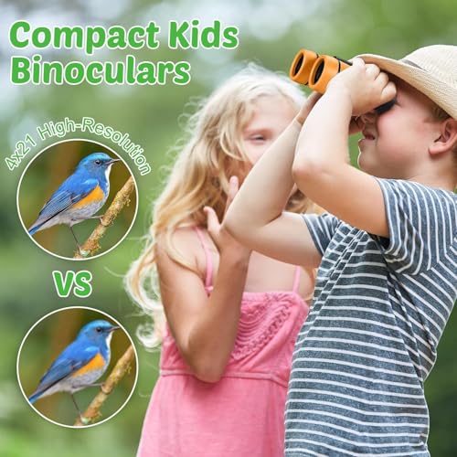 Hiboom 16 Set Kids Binoculars Bulk Shockproof Folding for Kids, Cute Colors | Children Mini Compact Binoculars Compass Magnifying Glass for 3-12 Years Boys Girls Kids Bird Watching Camping Outdoor Play