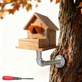 Hanging Bird House with Windproof Holder, Cedar Wooden Bird House for Finch Bluebird Cardinals, Bird Nest Feeder W/Rain Awning Kit for Outdoor Backyard Courtyard Patio Decor (DIY Detachable) - style: Bird House With Holder Set