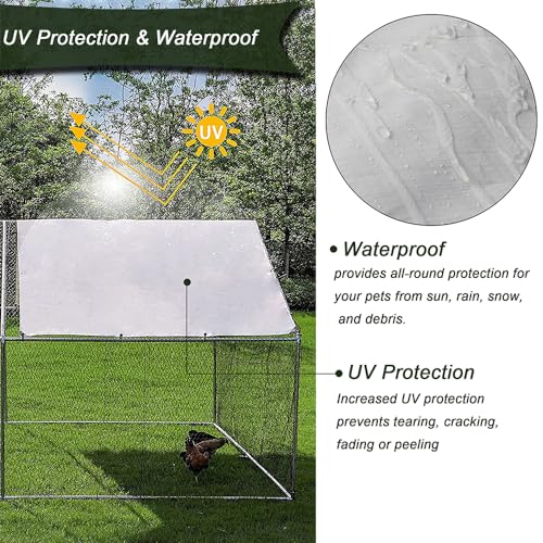 Large Metal Chicken Coop Walk-in Poultry Cage with Water-Resident Cover | Weather resistant cover, multi-pet space for chickens, rabbits, ducks and small outdoor pets - size: 19.7’L×9.8’W×6.5’H