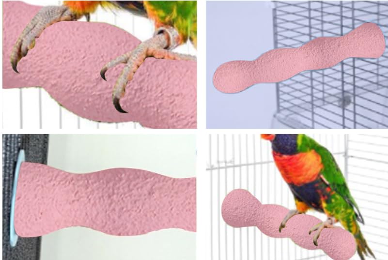 Natural Wood Bird Perch with Beak Grinding Bar, Climbing Standing Stick Cage Toy for Parakeets, Cockatiels, African Grey, Budgies & Small Parrots