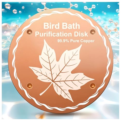 OICEME Bird Bath Purification Disk Pure Copper Hummingbird Water Fountain Solar Power Bee Window Garden Ground Bowl Dispenser Humming Pedestal Fountain Safe Cage Cleaner Outdoor Gifts - color: 1 Pcs Copper Leaf