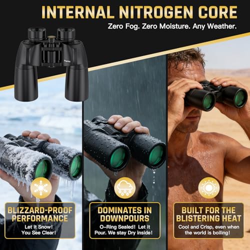 10x50 Binoculars for Adults High Powered Astronomy Binoculars Stargazing | Nitrogen-Filled IPX7 Waterproof Bird Watching Star gazing Long Distance Hunting Cruise Ship Travel Binoculars 10x50 FMC BAK4 - size: 10x50