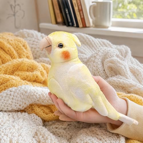 Cockatiel Plush Toy Set - 2pcs Simulation Yellow and Grey Parrot Stuffed Animal, Cute Little Bird Doll as Gift for Your Friends 7 Inch - style: Gray and Yellow