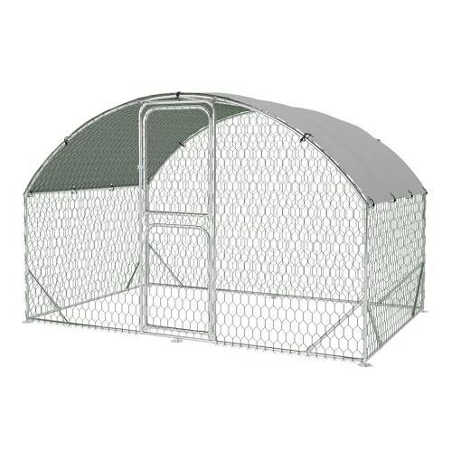 Large Walk-in Metal Chicken Coop for 10 Chickens,Heavy Duty Reinforced Wire Mesh Run with All-Weather Waterproof & Anti-UV Cover,Secure Lock - Outdoor Poultry Pen for Chickens,Ducks (Dome Roof) - size: Small Dome Roof Bottom Reinforcement S