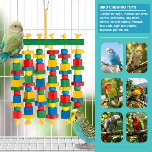 Parrot Toy Bird Toys Natural Wood Bird Chewing Toys for Macaws, African Grey, Cockatoos, Amazon Parrots, Conures, Lovebirds, Budgies, Parakeets - size: Medium