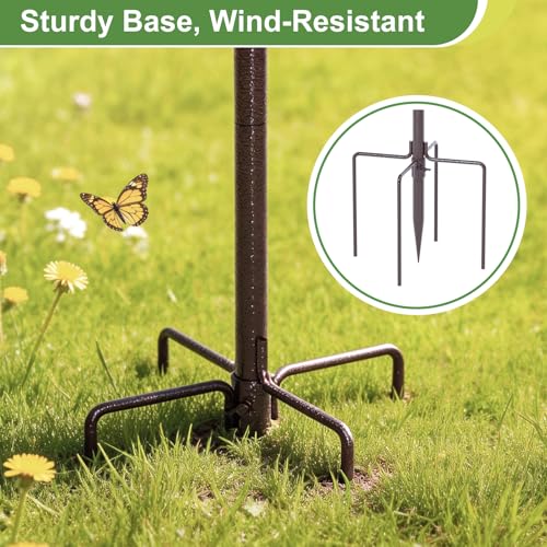 83" Bird Feeding Station Kit with Metal Squirrel Baffle, Heavy Duty Metal Bird Feeding Station with Seed Tray＆Mesh Basket, Easy Assembly Ground Mounted Bird Feeder Pole for Garden Yard Outdoor - size: 83"Bird Feeding Station with Squirrel Baffle