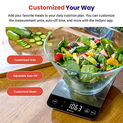 Etekcity 22lb Food Nutrition Scale, Smart Calorie Calculator, Waterproof - color: Stainless Steel with Black Accents