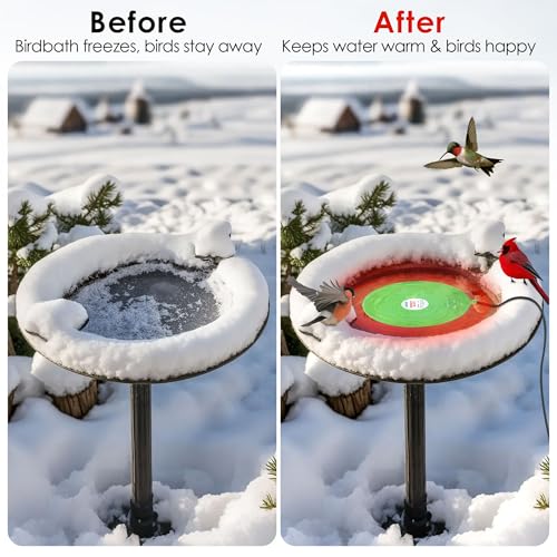 Dreyoo 60W Bird Bath Heater, Submersible De Icer for Outdoor Winter Use, Thermostatic Control, IP65 Waterproof, Chicken Water Heater for Birds, Poultry, Livestock, Wildlife Drinking (2 Pack)