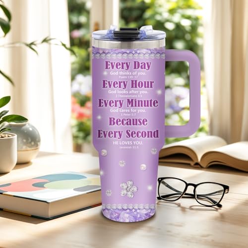 DUUV Christian Gifts, Christian Tumbler for Women, Religious Gifts for Mom Sister Wife Friends, Inspirational Spiritual Bible Verse Gift for Christmas Thanksgiving, 40 Oz Tumbler with Handle, 1PCS - color: Cross Faith