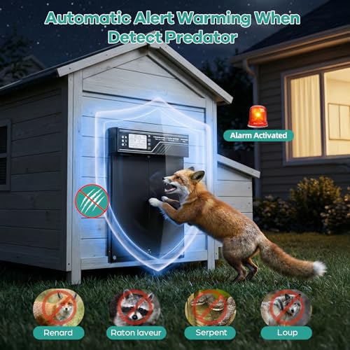 7W Solar Powered Automatic Chicken Coop Door, Aluminum Horizontal Dual-Door | Large Auto Chicken Door Opener, 4 Modes with Timer & Light Sensor, Anti-Pinch Poultry Door with Remote Control