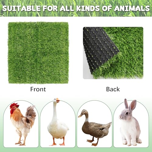 12 Pack Chicken Nesting Box Pads - 12"x12"x1" Washable Artificial Grass Liners for Chicken Coop, Laying Hens, Pet Garden (Indoor/Outdoor Use) (12)