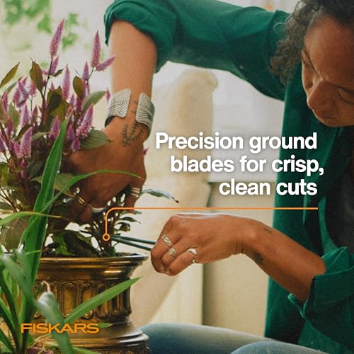 Fiskars 6" Plant Detailer Snips & Holder, Precision Indoor Gardening Tool | For Trimming & Pruning Dense Foliage, Long Reach Stainless Steel Micro-Tip Blades for Clean Cuts and Healthy Plant Growth - size: Detail Snipper
