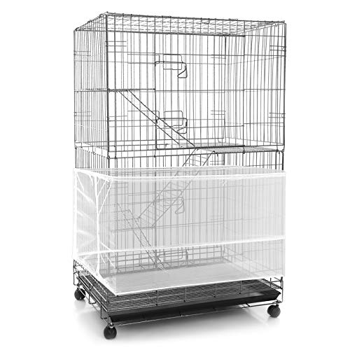 Shappy Large Bird Cage Seed Catcher,Bird Cage Cover Net Skirt Guard,Adjustable Soft Airy Mesh Net for Parrot Parakeet Macaw(118 x 15 Inch/ 300 x 37 cm,White) - color: White, size: 118 x 15 Inch/ 300 x 37 cm